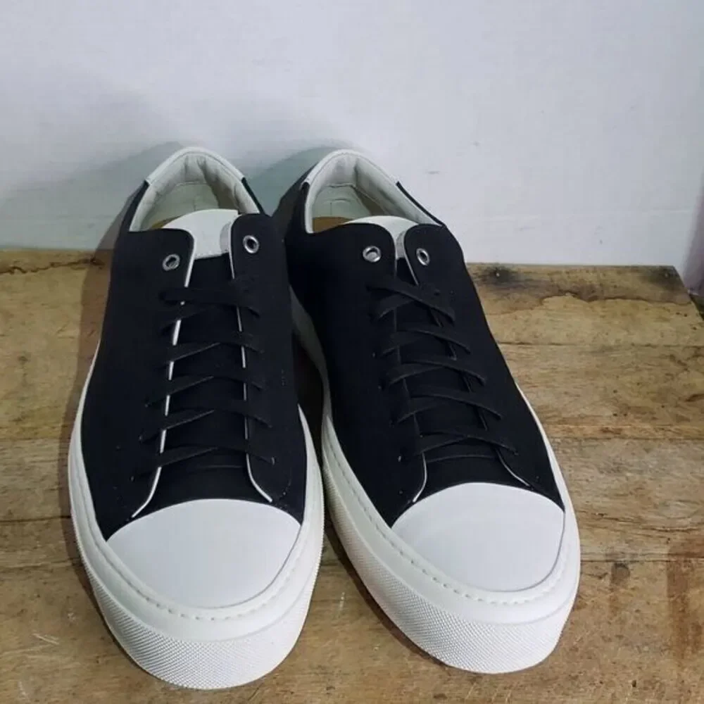 Good man brand legacy lo top sneakers men's italian leather black canvas skater‎